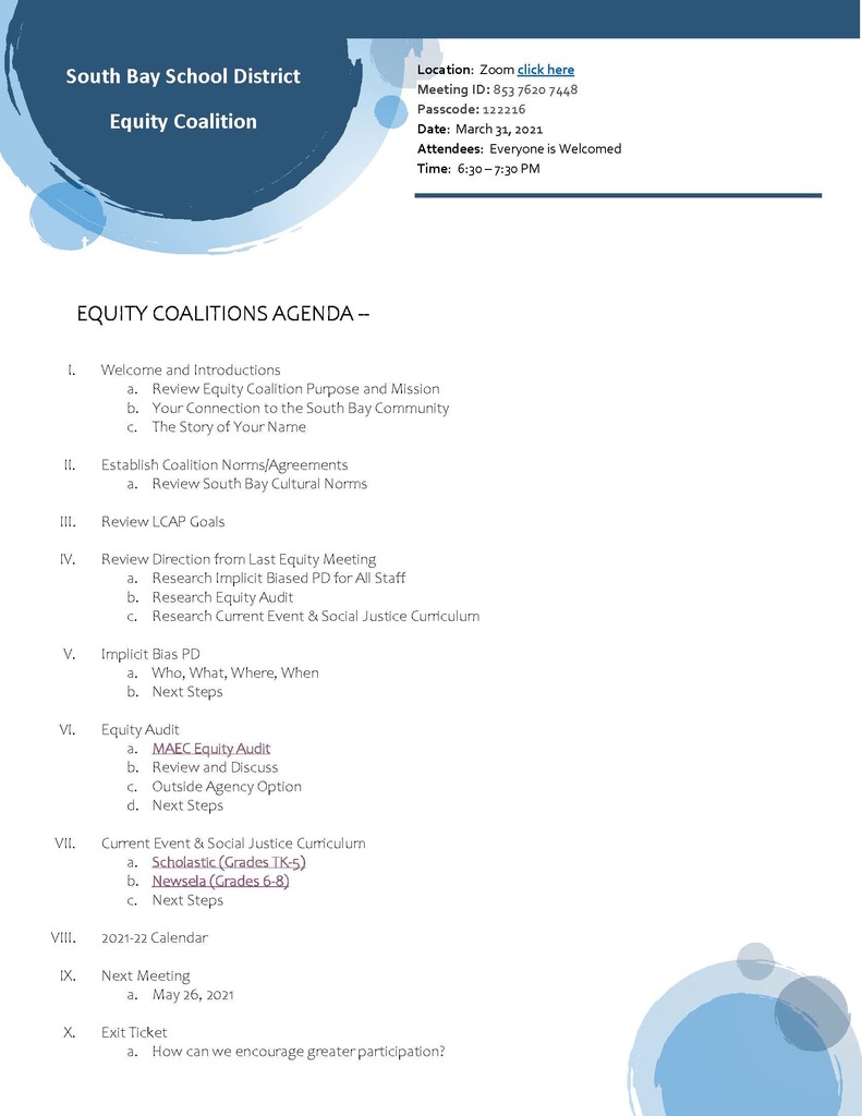 Equity Coalition Agenda - 03.31.2021